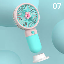 Load image into Gallery viewer, Cute Cartoon Handheld Mini Fan with Desktop Stand & Phone Holder Silent Portable Electric Fan for Office Desk Outdoor Travel