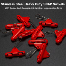 Load image into Gallery viewer, 10PCS Stainless Steel Heavy Duty Lead Weight Swivel with Double Safety Snap Weight Clip for Catfish Rig / Braided Line Lure Triangle Plastic Snap