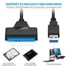 Load image into Gallery viewer, 2.5" SSD Hard Drive Cable SATA to USB Easy Drive Cable USB 3.0 High-Speed Transfer Cable Laptop Notebook Hard Drive Connection Adapter Cord