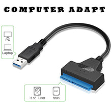 Load image into Gallery viewer, 2.5" SSD Hard Drive Cable SATA to USB Easy Drive Cable USB 3.0 High-Speed Transfer Cable Laptop Notebook Hard Drive Connection Adapter Cord