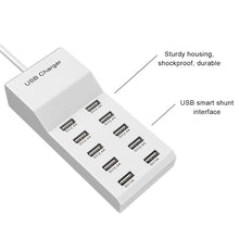 Load image into Gallery viewer, 50W 2.4A/1A 10-Port Fast Charging USB Power Strip Multi-Port Charger Universal Adapter for Phone Tablet MP3