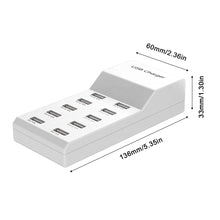 Load image into Gallery viewer, 50W 2.4A/1A 10-Port Fast Charging USB Power Strip Multi-Port Charger Universal Adapter for Phone Tablet MP3