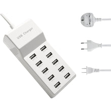 Load image into Gallery viewer, 50W 2.4A/1A 10-Port Fast Charging USB Power Strip Multi-Port Charger Universal Adapter for Phone Tablet MP3
