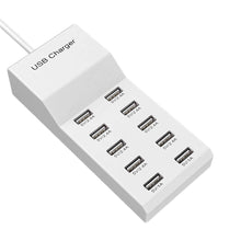 Load image into Gallery viewer, 50W 2.4A/1A 10-Port Fast Charging USB Power Strip Multi-Port Charger Universal Adapter for Phone Tablet MP3