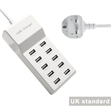 Load image into Gallery viewer, 50W 2.4A/1A 10-Port Fast Charging USB Power Strip Multi-Port Charger Universal Adapter for Phone Tablet MP3