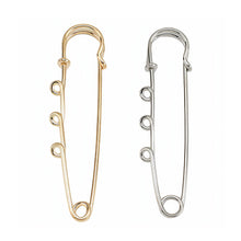Load image into Gallery viewer, 10Pcs Metal Heavy Duty Safety Pins Brooch Pin 3 Loops Clothing Accessories DIY Crafts Jewelry Making Sewing Crochet Decoration Parts