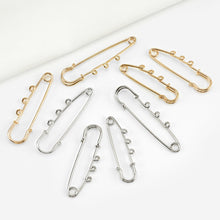 Load image into Gallery viewer, 10Pcs Metal Heavy Duty Safety Pins Brooch Pin 3 Loops Clothing Accessories DIY Crafts Jewelry Making Sewing Crochet Decoration Parts