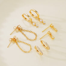 Load image into Gallery viewer, 4 Pairs Fashion Huggie Hoop Earring Set Pearl Drop Layered Cartilage Piercing Jewelry Accessories For Women