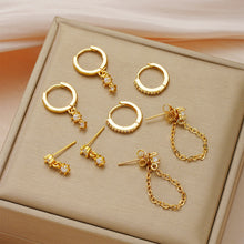 Load image into Gallery viewer, 4 Pairs Fashion Huggie Hoop Earring Set Pearl Drop Layered Cartilage Piercing Jewelry Accessories For Women
