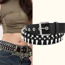 Load image into Gallery viewer, Punk Rock Rivet Studded Belt Adjustable Hollow Decoration Black Fashion Women Waist Belt Accessories
