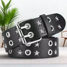 Load image into Gallery viewer, Punk Rock Rivet Studded Belt Adjustable Hollow Decoration Black Fashion Women Waist Belt Accessories