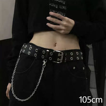 Load image into Gallery viewer, Punk Rock Rivet Studded Belt Adjustable Hollow Decoration Black Fashion Women Waist Belt Accessories
