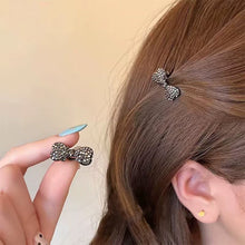 Load image into Gallery viewer, Mini Grey Rhinestone Bow Hair Clip Luxury Duckbill Side Clip Women Fashion Bangs Broken Hair Clip Accessories