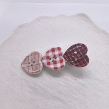 Load image into Gallery viewer, Sweet Plaid Heart Button Duckbill Clip Cute Side Bangs Hair Clip Girls Fashion Hair Accessories