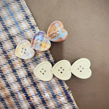 Load image into Gallery viewer, Sweet Plaid Heart Button Duckbill Clip Cute Side Bangs Hair Clip Girls Fashion Hair Accessories