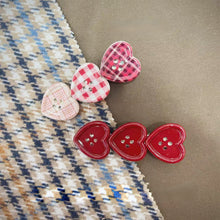 Load image into Gallery viewer, Sweet Plaid Heart Button Duckbill Clip Cute Side Bangs Hair Clip Girls Fashion Hair Accessories