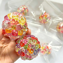 Load image into Gallery viewer, Ice Cube Shaped Beaded Squishy Squeeze Ball Fidget Toy Hand Exercise Stress Relief Sensory Toy For Kids Adults