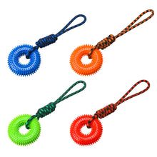 Load image into Gallery viewer, TPR Spiky Ring Dog Toy Squeaky Chew Toy for Large Breed Dogs Durable Teeth Cleaning Massage Toy Heavy Duty Interactive Puppy Biting Ring