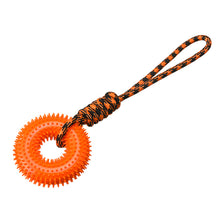 Load image into Gallery viewer, TPR Spiky Ring Dog Toy Squeaky Chew Toy for Large Breed Dogs Durable Teeth Cleaning Massage Toy Heavy Duty Interactive Puppy Biting Ring