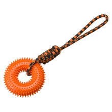 Load image into Gallery viewer, TPR Spiky Ring Dog Toy Squeaky Chew Toy for Large Breed Dogs Durable Teeth Cleaning Massage Toy Heavy Duty Interactive Puppy Biting Ring