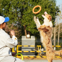 Load image into Gallery viewer, Dog Agility Flying Ring Toy for Medium Large Dogs Soft Chew Resistant Bite Proof Outdoor Park Water Beach Interactive Pet Training Flying Ring