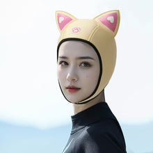 Load image into Gallery viewer, 3mm Neoprene Cat Ears Swimming Cap Diving Hood Waterproof Women Wetsuit Hat For Snorkeling Surfing Water Sports Swimming Supplies
