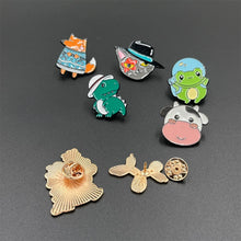 Load image into Gallery viewer, Cute Animal Enamel Pin Fox Cat Dinosaur Frog Lapel Badge Bag Clothing Accessory Garmnt DIY Supplies Gift