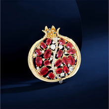 Load image into Gallery viewer, Red Rhinestone Pomegranate Enamel Alloy Brooch Plant Pin Women Suit Bag Jewelry Accessories Decoration Party Gift