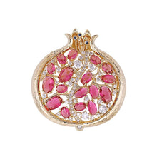 Load image into Gallery viewer, Red Rhinestone Pomegranate Enamel Alloy Brooch Plant Pin Women Suit Bag Jewelry Accessories Decoration Party Gift