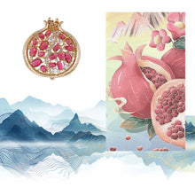 Load image into Gallery viewer, Red Rhinestone Pomegranate Enamel Alloy Brooch Plant Pin Women Suit Bag Jewelry Accessories Decoration Party Gift