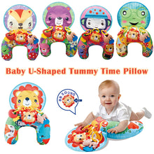 Load image into Gallery viewer, Baby Tummy Time Pillow Montessori Sensory Training Pillow with Teether Rattle for Newborn 0-12 Months