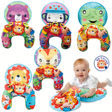 Load image into Gallery viewer, Baby Tummy Time Pillow Montessori Sensory Training Pillow with Teether Rattle for Newborn 0-12 Months