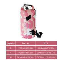 Load image into Gallery viewer, 2/5/10L Camo Waterproof Bucket Bag PVC Dry and Wet Separation Bag Outdoor Shoulder Bag for Swimming Beach River Tracing Hiking