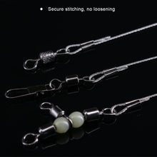 Load image into Gallery viewer, 50PCS Double Brass Fishing Line Fixing Tube Anti-Slip Steel Wire Lock Clip Leader Connector for European Rig