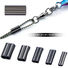 Load image into Gallery viewer, 50PCS Double Brass Fishing Line Fixing Tube Anti-Slip Steel Wire Lock Clip Leader Connector for European Rig