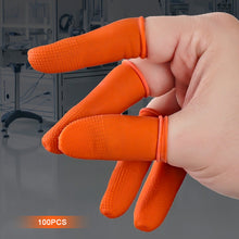 Load image into Gallery viewer, 100PCS Orange Speckled Rubber Anti-Slip Finger Cots Thickened Wear-Resistant Disposable Protective Sleeves Industrial Labor Protection Gear