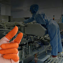 Load image into Gallery viewer, 100PCS Orange Speckled Rubber Anti-Slip Finger Cots Thickened Wear-Resistant Disposable Protective Sleeves Industrial Labor Protection Gear