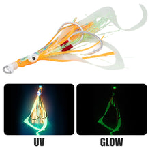 Load image into Gallery viewer, 2PCS Bionic Squid Jigging Hook High Carbon Steel Double Hook with PE Wired UV Glow Assist Gang Hook Sea and Boat Fishing Tackle