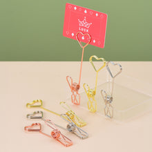 Load image into Gallery viewer, Metal Heart Shape Place Card Holder Photo Clip Stand Desktop Memo Clip Wedding Party Table Name Sign Decoration Supplies