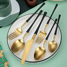 Load image into Gallery viewer, Luxury Western Stainless Steel Dinnerware Set Fork Spoon Tea Dessert Spoon Kitchen Supplies Cutlery Flatware Tableware