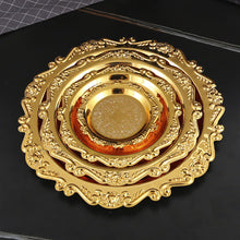 Load image into Gallery viewer, Retro Luxury Metal Plated Golden Silver Plate Cake Dessert Tray Fruit Snack Dish Jewelry Storage Home Hotel Tabletop Decoration