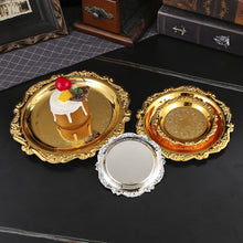 Load image into Gallery viewer, Retro Luxury Metal Plated Golden Silver Plate Cake Dessert Tray Fruit Snack Dish Jewelry Storage Home Hotel Tabletop Decoration