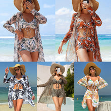 Load image into Gallery viewer, Summer 3 Piece Bikini Set Women High Waist Boyshort Swimsuit with Cover Up Bowknot Beach Vacation Style Bathing Suit Beachwear