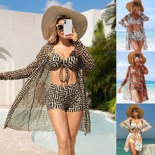 Load image into Gallery viewer, Summer 3 Piece Bikini Set Women High Waist Boyshort Swimsuit with Cover Up Bowknot Beach Vacation Style Bathing Suit Beachwear