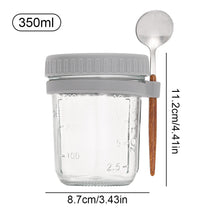 Load image into Gallery viewer, Portable Breakfast Jar with Lid and Spoon Food Storage Glass Jar With Scale for Overnight Oats Leak Proof Cup for Cereal Yogurt Salad Meal Prep On the Go