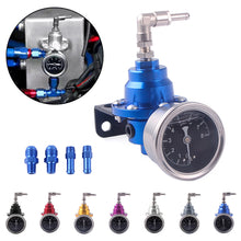 Load image into Gallery viewer, Adjustable Car Fuel Pressure Regulator with Gauge Kit Vehicle Refitting Fuel Supercharger Aluminum Universal Fuel Modification Accessories