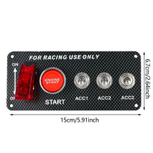 Load image into Gallery viewer, Car Modification Accessories LED Toggle Switch 12V LED Ignition Switch Panel Carbon Fiber for Racing Car Engine Start Push Button