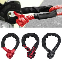 Load image into Gallery viewer, 41000lbs Heavy Duty Car Offroad 4X4 Soft Shackle Synthetic Winch Rope Tow Shackle Strap with Protective Sleeve for Truck Vehicle SUV