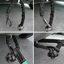 Load image into Gallery viewer, 41000lbs Heavy Duty Car Offroad 4X4 Soft Shackle Synthetic Winch Rope Tow Shackle Strap with Protective Sleeve for Truck Vehicle SUV