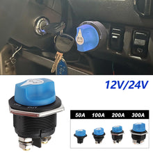 Load image into Gallery viewer, RV Car Battery Rally Switch Kit 50 100 200 300A Blue Battery Disconnector Isolator Cut Off Switch For RV Race Motorcycle Truck Boat